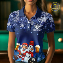 Load image into Gallery viewer, Funny Santa And Beer 8 Ball Billiard Shirts For Women Custom Christmas Gifts For Pool Players TDM5222