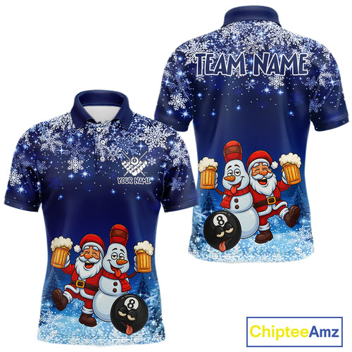 Funny Santa And Beer 8 Ball Billiard Shirts For Men Custom Christmas Gifts For Pool Players TDM5222