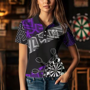 Custom Darts Shirts For Women Personalized Zig-Zag Pattern Dart Jerseys, Cool Dart Shirts |Blue TDM3444