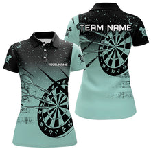 Load image into Gallery viewer, Personalized Grunge Turquoise Darts Polo &amp; Quarter Zip Custom Dart Shirts For Women Darts Team Jersey TDM3446