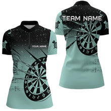 Load image into Gallery viewer, Personalized Grunge Turquoise Darts Polo &amp; Quarter Zip Custom Dart Shirts For Women Darts Team Jersey TDM3446