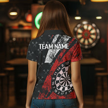 Load image into Gallery viewer, Black And Red Grunge Darts Polo &amp; Quarter Zip Custom Darts Shirts For Women, Best Darts Team Jerseys TDM3447