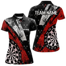 Load image into Gallery viewer, Black And Red Grunge Darts Polo &amp; Quarter Zip Custom Darts Shirts For Women, Best Darts Team Jerseys TDM3447