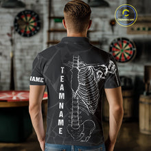 Load image into Gallery viewer, White Skeleton Custom Black Grunge Darts Polo &amp; 1/4 Zip, Funny Dart Shirts For Men Dart Jerseys TDM3746