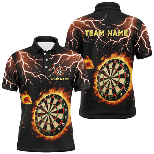 Personalized Fire Darts Board Thunder Lightning Custom Men Dart Polo Shirts, Darts Team Jerseys TDM1469