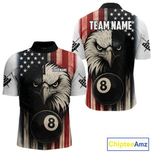 Load image into Gallery viewer, Personalized Vintage American Flag Eagle Billiard Shirt For Men Custom Patriotic Pool Team Jerseys TDM4211
