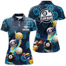 Load image into Gallery viewer, Personalized Blue Billiard Balls Gear Pattern Women Billiard Shirts Custom Colorful Billiard Jerseys TDM2041