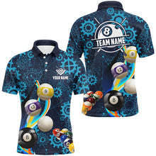 Load image into Gallery viewer, Personalized Blue Billiard Balls Gear Pattern Men Billiard Shirts Custom Colorful Billiard Jerseys TDM2041