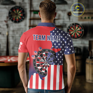 American Flag Dartboard Patriotic Darts Shirt For Men Custom Darts Team Jersey Polo & 1/4 Zip TDM4608