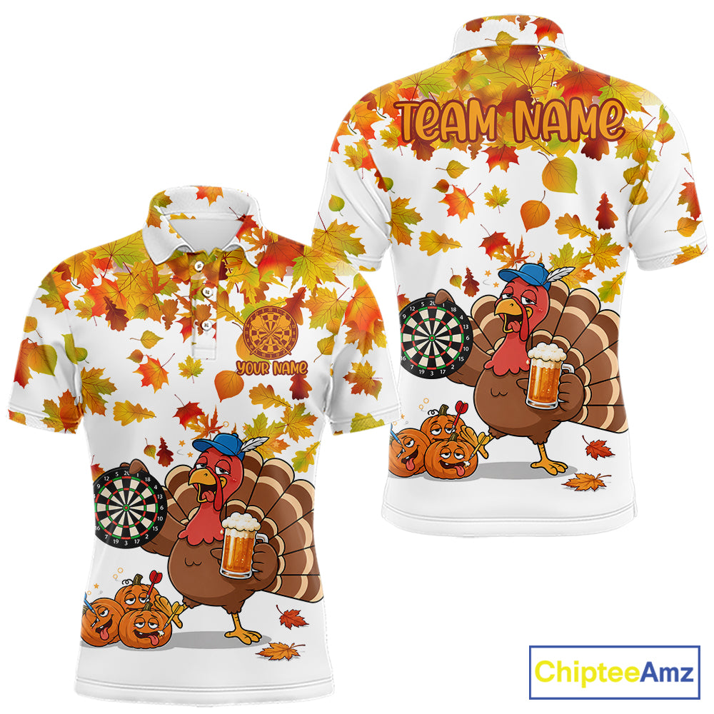 Funny Drunk Turkey Autumn Darts Shirts For Men Custom Thanksgiving Darts Team Jersey, Darts Gifts TDM7274