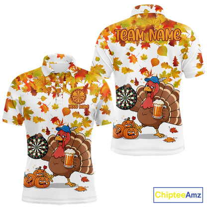 Funny Drunk Turkey Autumn Darts Shirts For Men Custom Thanksgiving Darts Team Jersey, Darts Gifts TDM7274