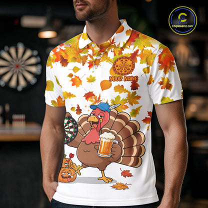 Funny Drunk Turkey Autumn Darts Shirts For Men Custom Thanksgiving Darts Team Jersey, Darts Gifts TDM7274