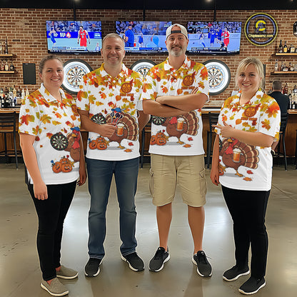 Funny Drunk Turkey Autumn Darts Shirts For Men Custom Thanksgiving Darts Team Jersey, Darts Gifts TDM7274
