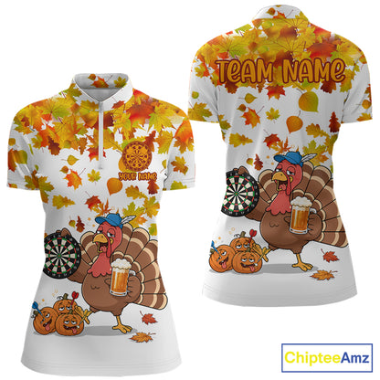 Funny Drunk Turkey Autumn Darts Shirts For Women Custom Thanksgiving Darts Team Jersey, Darts Gifts TDM7274