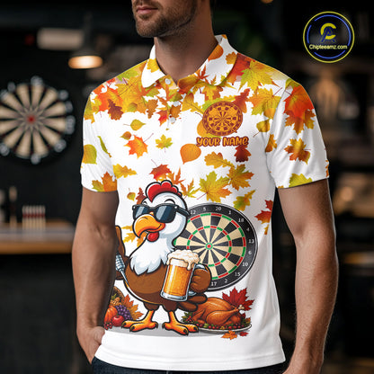 Funny Turkey Beer Autumn Darts Shirts For Men Custom Thanksgiving Darts Team Jersey, Darts Gifts TDM7275