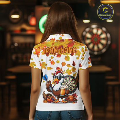 Funny Turkey Beer Autumn Darts Shirts For Women Custom Thanksgiving Darts Team Jersey, Darts Gifts TDM7275