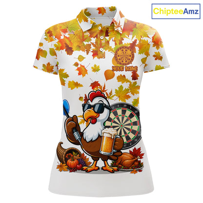 Funny Turkey Beer Autumn Darts Shirts For Women Custom Thanksgiving Darts Team Jersey, Darts Gifts TDM7275