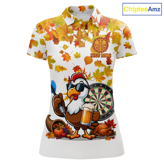 Funny Turkey Beer Autumn Darts Shirts For Women Custom Thanksgiving Darts Team Jersey, Darts Gifts TDM7275
