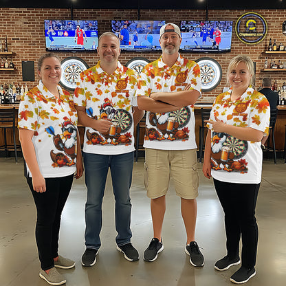 Funny Turkey Beer Autumn Darts Shirts For Men Custom Thanksgiving Darts Team Jersey, Darts Gifts TDM7275