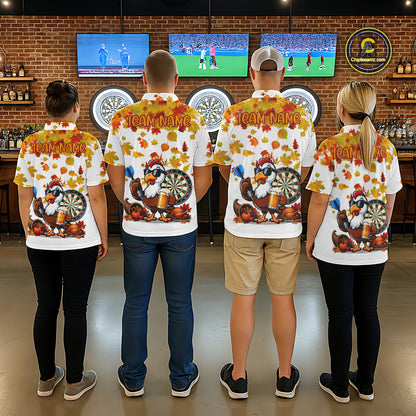 Funny Turkey Beer Autumn Darts Shirts For Men Custom Thanksgiving Darts Team Jersey, Darts Gifts TDM7275
