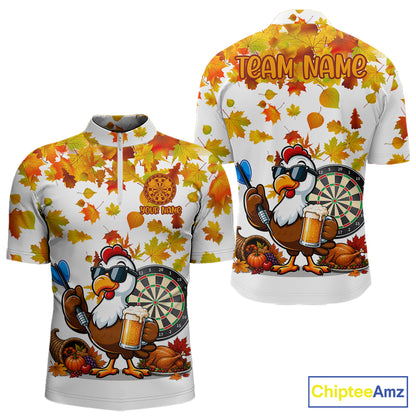 Funny Turkey Beer Autumn Darts Shirts For Men Custom Thanksgiving Darts Team Jersey, Darts Gifts TDM7275