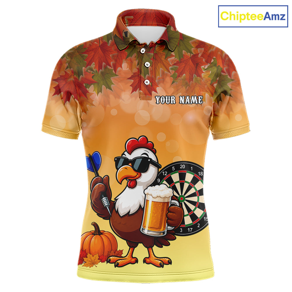 Orange Funny Turkey Beer Autumn Darts Shirts For Men Custom Thanksgiving Darts Jersey Darts Gifts TDM7277