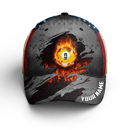9 Ball Billiard Hats For Men And Women, Best Custom Name Billiard Caps For Pool Player TDM0136