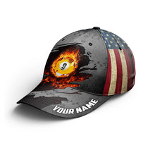 Load image into Gallery viewer, 9 Ball Billiard Hats For Men And Women, Best Custom Name Billiard Caps For Pool Player TDM0136