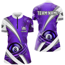 Load image into Gallery viewer, Customized Lightning Purple 8 Ball Pool Women Billiard Polo &amp; 1/4 Zip Shirts, Billiard Team Jerseys TDM2520