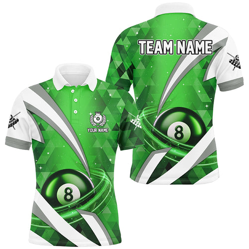 Customized Lightning Green 8 Ball Pool Men Billiard Polo & 1/4 Zip Shirts, Billiard Team Jerseys TDM2521