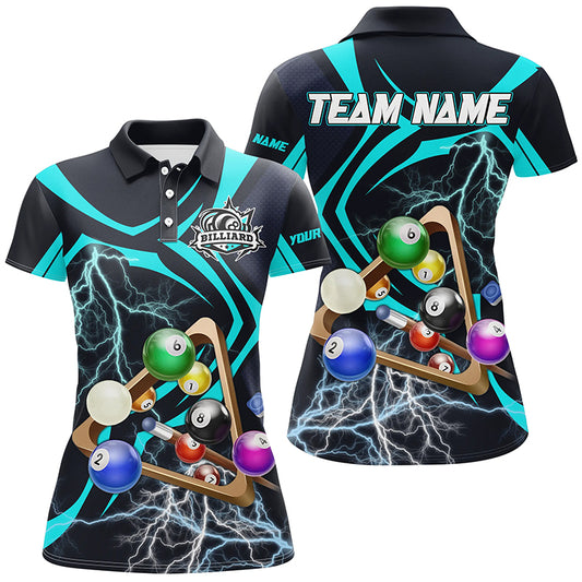 Personalized Billiard Balls Lightning Thunder Full Printing 3D Women Polo Shirts Best Billiard Shirts TDM0381