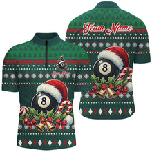 Load image into Gallery viewer, Funny Green Christmas Santa 8 Ball Pool Billiard Shirts For Men Custom Xmas Billiard Jerseys TDM3012