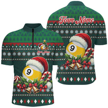 Load image into Gallery viewer, Funny Green Christmas Santa 9 Ball Pool Billiard Shirts For Men Custom Xmas Billiard Jerseys TDM3013