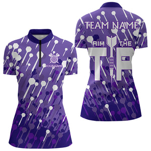 Aim The Tip Arrow Pattern Custom Dart Shirts For Women, Funny Dart Team Shirts Dart Jerseys | Purple TDM3247