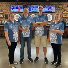 Load image into Gallery viewer, Blue Dartboard Lights Custom Darts Polo &amp; Quarter Zip For Women, Personalized 3D Darts Team Jersey TDM5497