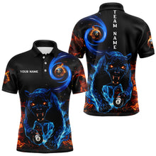 Load image into Gallery viewer, Personalized Orange And Blue Flaming 3D Panther Billiard Shirts For Men, Cool Team Billiard Jerseys TDM3600