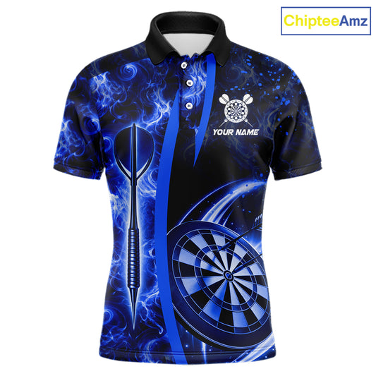 Blue Dartboard Lightning Darts Shirt For Men Custom Flame Darts Team Jersey Polo & 1/4 Zip TDM6113
