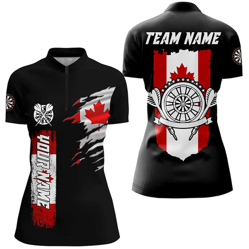 Personalized Retro Canada Flag Darts Women Quarter-Zip Shirts Custom Patriotic Darts Jerseys TDM1478