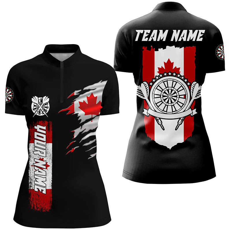 Personalized Retro Canada Flag Darts Women Quarter-Zip Shirts Custom Patriotic Darts Jerseys TDM1478