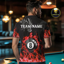 Load image into Gallery viewer, Personalized Red Flaming Dragon 8 Ball Billiard Shirts For Men Custom Team League Billiard Jerseys TDM4220