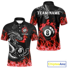 Load image into Gallery viewer, Personalized Red Flaming Dragon 8 Ball Billiard Shirts For Men Custom Team League Billiard Jerseys TDM4220
