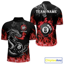 Load image into Gallery viewer, Personalized Red Flaming Dragon 8 Ball Billiard Shirts For Men Custom Team League Billiard Jerseys TDM4220