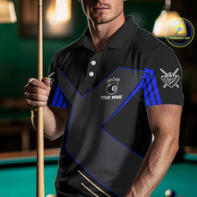Load image into Gallery viewer, Personalized Blue Black 8 Ball Pool Shirt For Men Custom Billiard League Team Jersey Polo, 1/4 Zip TDM4226