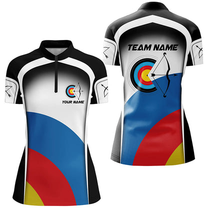 Personalized Colorful Target Archery Shirts For Women, Archery Tournament Jerseys For Team Archers TDM2057