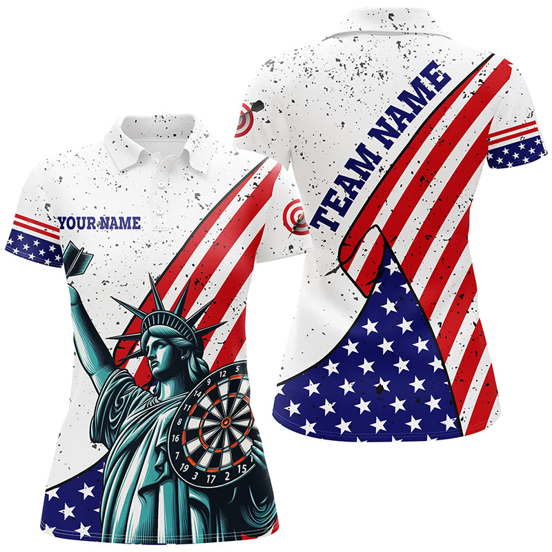 Personalized The Statue Of Liberty Darts Shirts For Women Custom US Flag Patriotic Darts Jerseys TDM2268