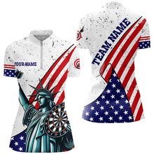 Load image into Gallery viewer, Personalized The Statue Of Liberty Darts Shirts For Women Custom US Flag Patriotic Darts Jerseys TDM2268