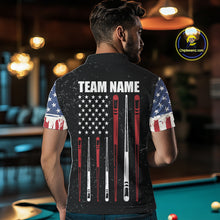 Load image into Gallery viewer, Personalized Grunge American Flag Men&#39;s Billiard Shirt Custom 8 Ball Pool Billiard Team Jersey TDM5243