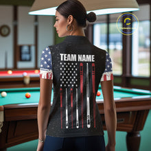 Load image into Gallery viewer, Personalized Grunge American Flag Women&#39;s Billiard Shirt Custom 8 Ball Pool Billiard Team Jersey TDM5243