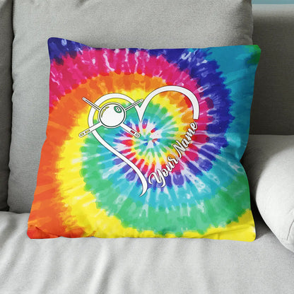 Personalized Billiards Heart Colorful Tie Dye Full Printing Throw Pillow TDM0760