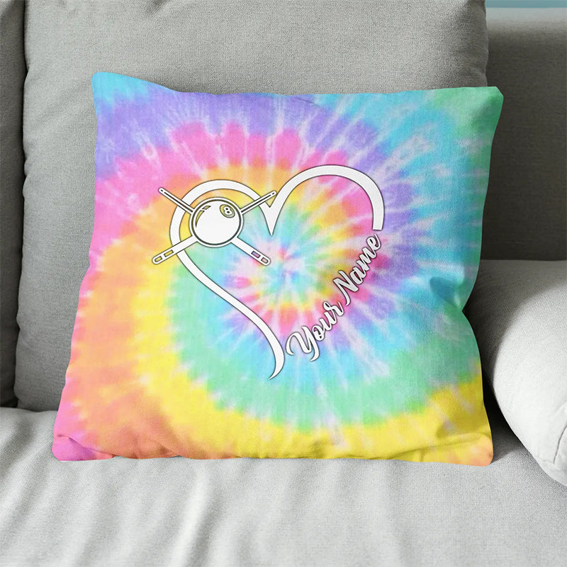 Colorful Tie Dye Billiard Pillow Custom Name Throw Pillow Billiard Gifts TDM0761